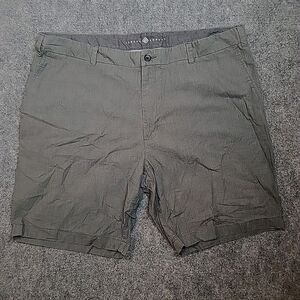 Joseph Abboud Linen Shorts Mens 44 Gray Striped Check Chino Summer Flat Front